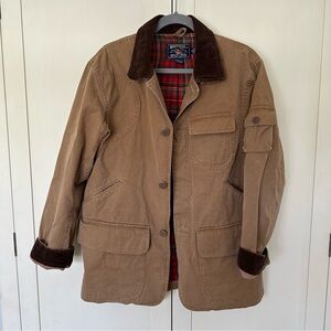 Men’s American Living Flannel and Khaki Field Coat Chore Jacket Corduroy Lined M